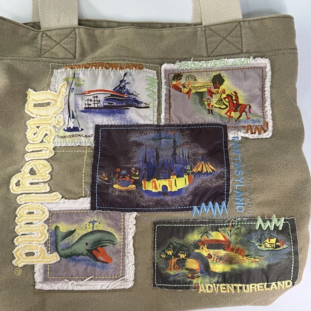 Disney Parks Disneyland Exclusive Canvas Tote Bag Patches Tomorrowland Adventure
